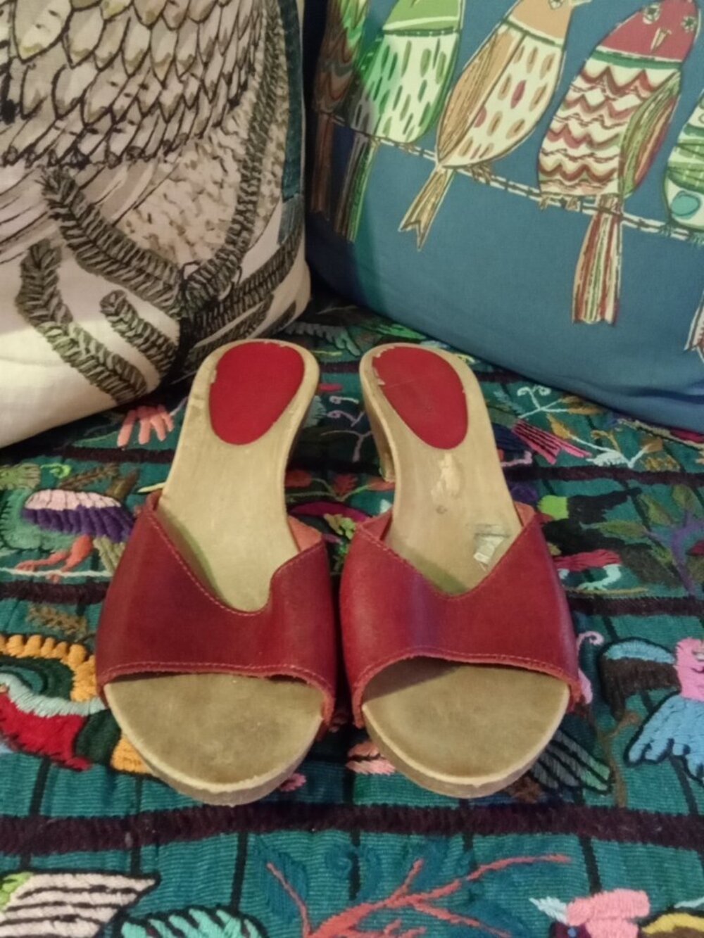 Nine West Sz 8 red Wood Clogs Slip on with low heel - Picture 4 of 7